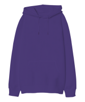 Oversize Unisex Kapüşonlu Sweatshirt Mor
