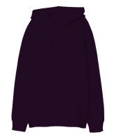 Oversize Unisex Kapüşonlu Sweatshirt Koyu Mor