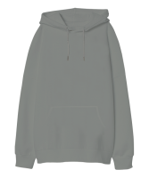 Oversize Unisex Kapüşonlu Sweatshirt Gri