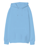 Oversize Unisex Kapüşonlu Sweatshirt Buz Mavisi