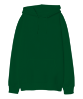Oversize Unisex Kapüşonlu Sweatshirt Çimen Yeşili