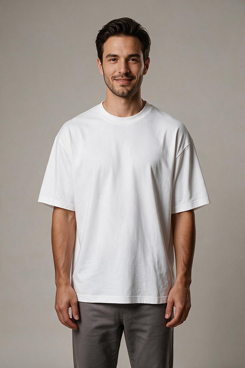 Oversize Unisex Tişört Beyaz %100 Pamuk - Tisho