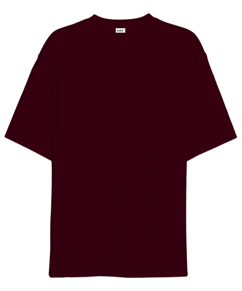 Oversize Unisex Tişört Bordo %100 Pamuk - Tisho