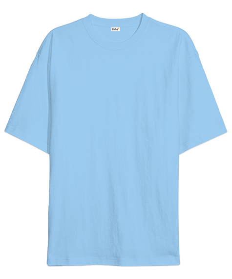 Oversize Unisex Tişört Buz Mavisi %100 Pamuk - Tisho