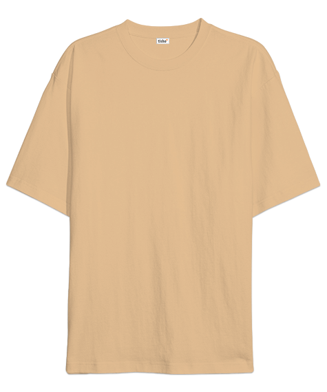 Oversize Unisex Tişört Camel %100 Pamuk - Tisho