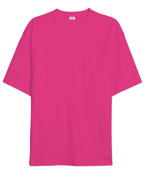 Oversize Unisex Tişört Fuşya %100 Pamuk - Tisho