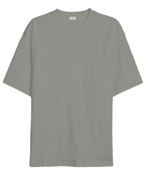 Oversize Unisex Tişört Gri %100 Pamuk - Tisho
