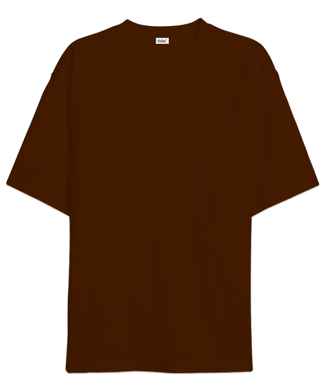 Oversize Unisex Tişört Kahverengi %100 Pamuk - Tisho