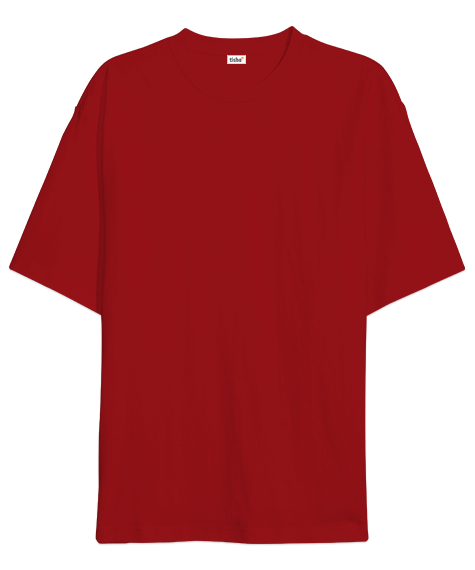 Oversize Unisex Tişört Kırmızı %100 Pamuk - Tisho