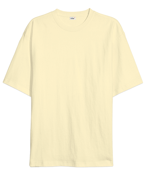 Oversize Unisex Tişört Krem %100 Pamuk - Tisho