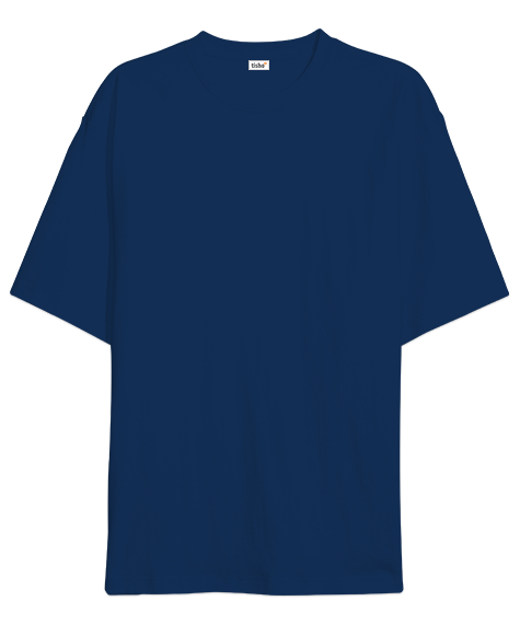 Oversize Unisex Tişört Lacivert %100 Pamuk - Tisho