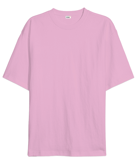 Oversize Unisex Tişört Pembe %100 Pamuk - Tisho