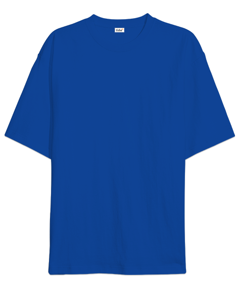 Oversize Unisex Tişört Saks Mavi %100 Pamuk - Tisho