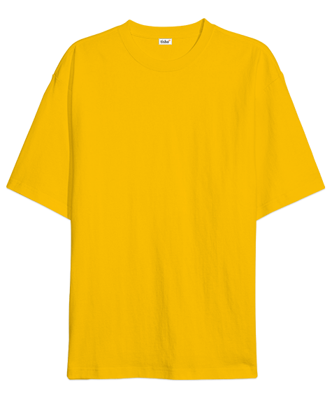 Oversize Unisex Tişört Sarı %100 Pamuk - Tisho