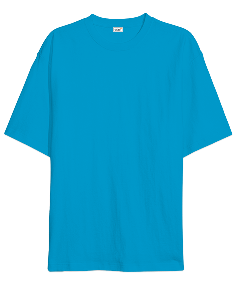 Oversize Unisex Tişört Turkuaz %100 Pamuk - Tisho