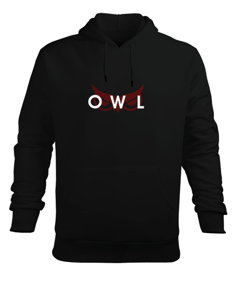 Tisho - OWL Black-WhiteOwl Erkek Kapüşonlu Hoodie Sweatshirt