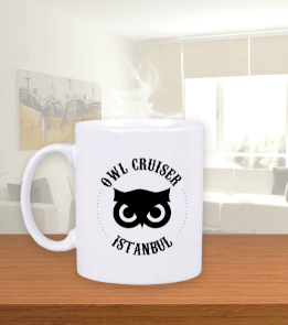 Owl Kupa Bardak Beyaz Kupa Bardak - Thumbnail