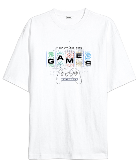 Tisho - Oyun, Oyuncu - Games, Gamer Beyaz Oversize Unisex Tişört