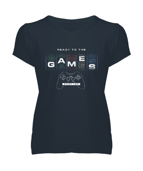 Tisho - Oyun, Oyuncu - Games, Gamer Füme Kadın V Yaka Tişört