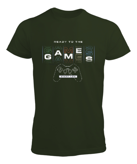 Tisho - Oyun, Oyuncu - Games, Gamer Haki Yeşili Erkek Tişört
