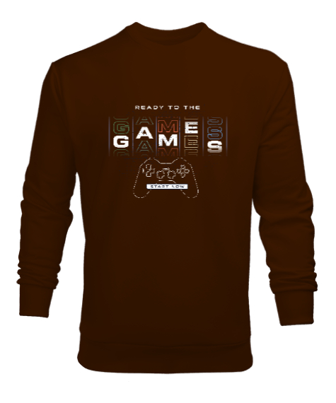 Tisho - Oyun, Oyuncu - Games, Gamer Kahverengi Erkek Sweatshirt