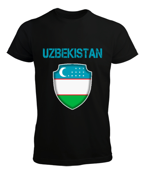 Özbekistan,Ozbekiston,uzbekistan,Özbekistan Bayrağı,Özbekistan logosu. Siyah Erkek Tişört