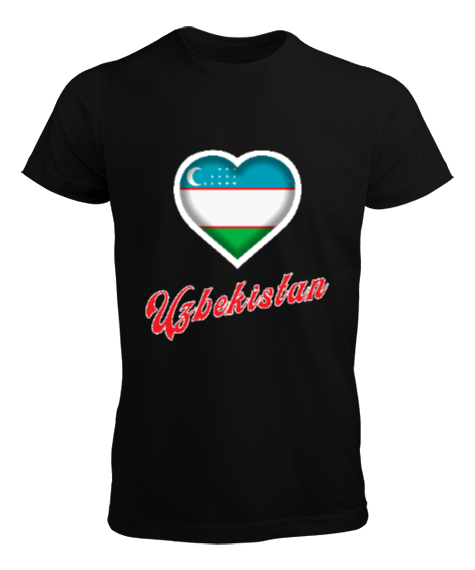 Tisho - Özbekistan,Ozbekiston,uzbekistan,Özbekistan Bayrağı,Özbekistan logosu. Siyah Erkek Tişört