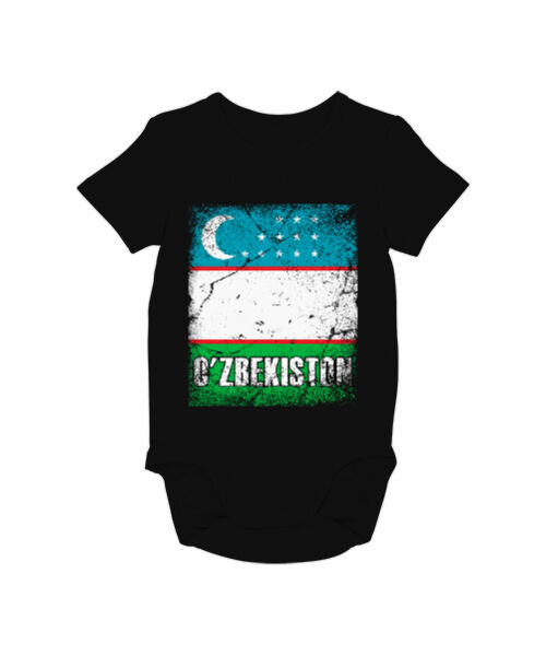 Tisho - Özbekistan,Ozbekiston,uzbekistan,Özbekistan Bayrağı,Özbekistan logosu,uzbekistan flag. Siyah Bebek Zıbını