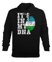 Özbekistan,Ozbekiston,uzbekistan,Özbekistan Bayrağı,Özbekistan logosu,uzbekistan flag. Siyah Erkek Kapüşonlu Hoodie Sweatshirt - Tisho