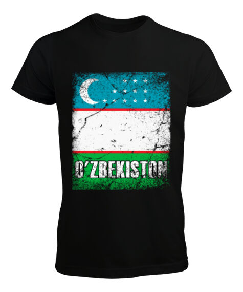 Tisho - Özbekistan,Ozbekiston,uzbekistan,Özbekistan Bayrağı,Özbekistan logosu,uzbekistan flag. Siyah Erkek Tişört
