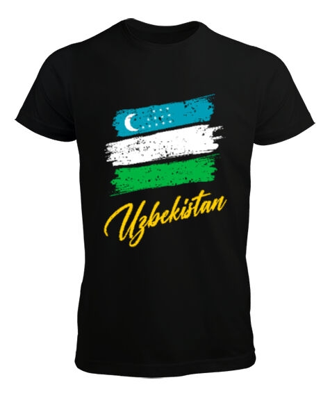 Tisho - Özbekistan,Ozbekiston,uzbekistan,Özbekistan Bayrağı,Özbekistan logosu,uzbekistan flag. Siyah Erkek Tişört