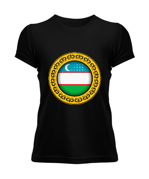 Özbekistan,Ozbekiston,uzbekistan,Özbekistan Bayrağı,Özbekistan logosu,uzbekistan flag. Siyah Kadın Tişört - Tisho