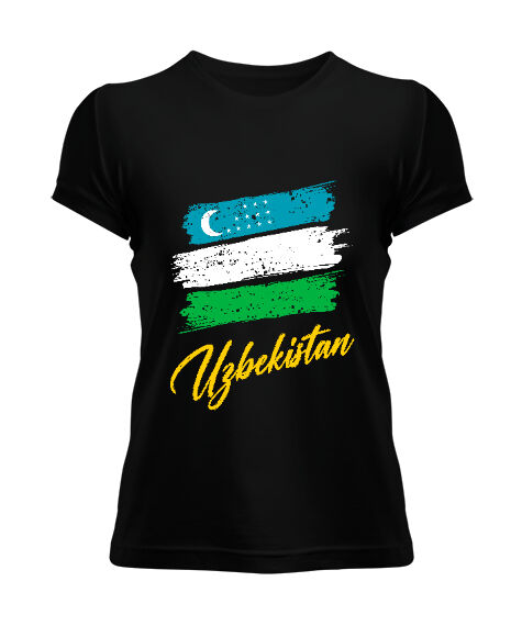 Özbekistan,Ozbekiston,uzbekistan,Özbekistan Bayrağı,Özbekistan logosu,uzbekistan flag. Siyah Kadın Tişört - Tisho