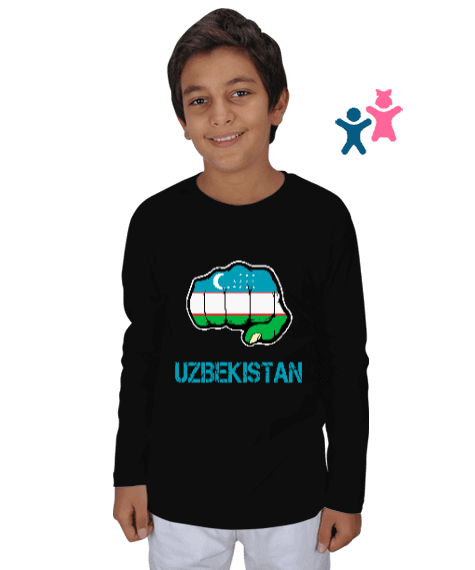 Tisho - Özbekistan,uzbekistan,Ozbekiston,Özbekistan Bayrağı,Özbekistan logosu,uzbekistan flag. Çocuk Unisex Uzunkollu