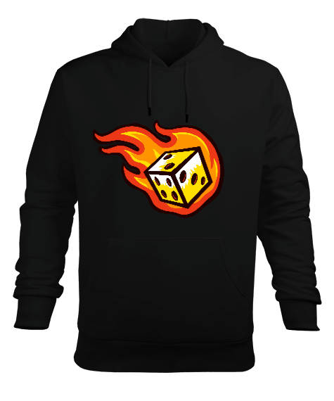 Tisho - Özel Ateş tasarım Erkek Kapüşonlu Hoodie Sweatshirt