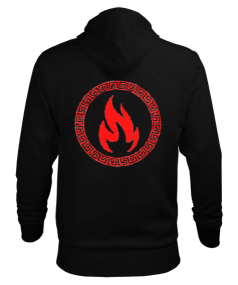 Özel Ateş tasarım Erkek Kapüşonlu Hoodie Sweatshirt - Thumbnail