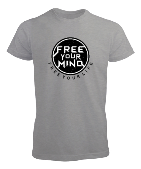 Tisho - Özgür Akıl Özgür Hayat - Free Your Mind Gri Erkek Tişört