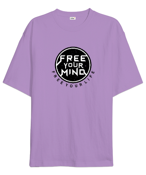 Tisho - Özgür Akıl Özgür Hayat - Free Your Mind Lila Oversize Unisex Tişört