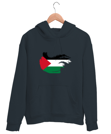 Tisho - Özgür Filistin Filistin Direnişi Gazze Dalgalı Bayrak Tasarımı Füme Unisex Kapşonlu Sweatshirt