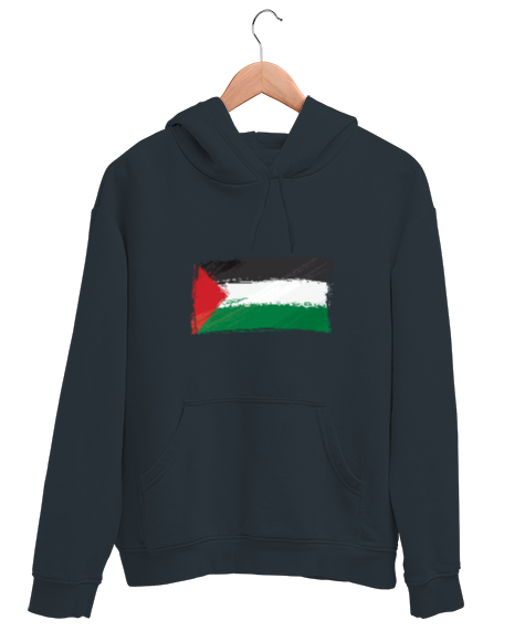 Tisho - Özgür Filistin Filistin Direnişi Gazze Düz Silik Bayrak Tasarımı Füme Unisex Kapşonlu Sweatshirt