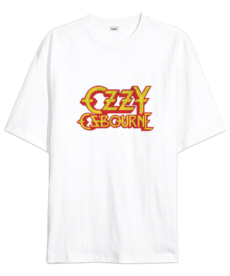 Tisho - Ozzy Ozbourne Rock Tasarım Baskılı Beyaz Oversize Unisex Tişört