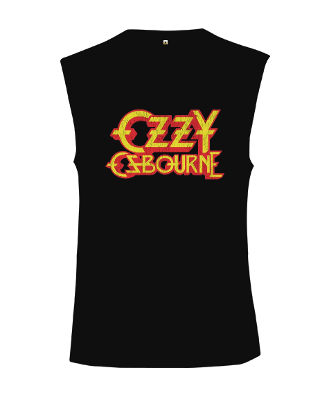 Ozzy Ozbourne Rock Tasarım Baskılı Siyah Kesik Kol Unisex Tişört