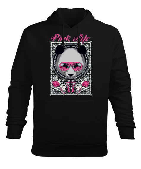 Tisho - P001 - Pink Life Panda Erkek Kapüşonlu Hoodie Sweatshirt