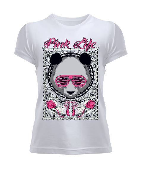 Tisho - P002 - Pink Life Panda Kadın Tişört