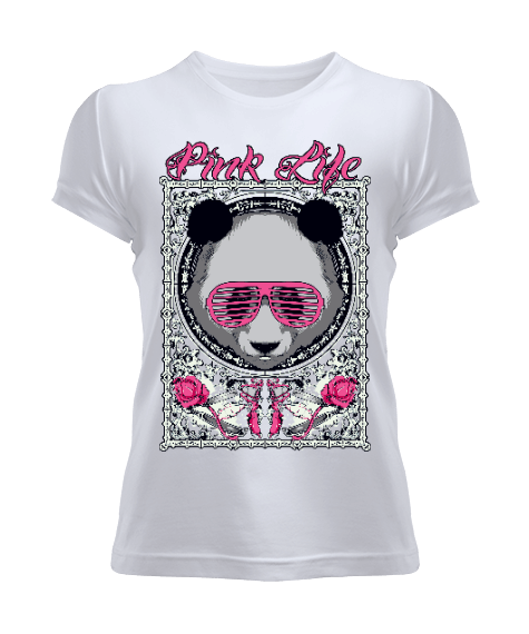 P002 - Pink Life Panda Kadın Tişört - Tisho