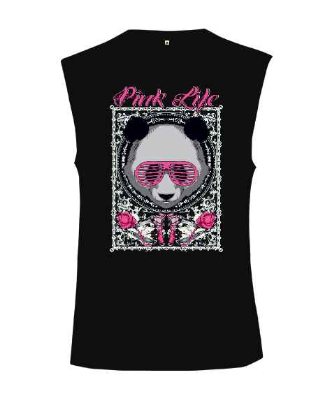 Tisho - P004 - Pink Life Panda Kesik Kol Unisex Tişört