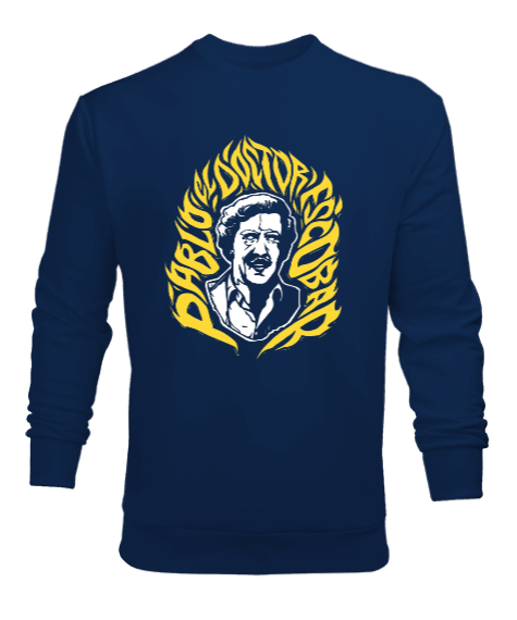Tisho - Pablo Escobar Tasarım Baskılı Lacivert Erkek Sweatshirt