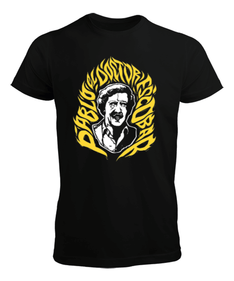 Tisho - Pablo Escobar Tasarım Baskılı Siyah Erkek Tişört