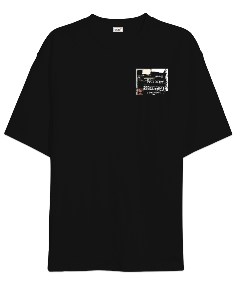 Tisho - Paket Lojistik Taşıma Etiketi Sırt Baskılı Siyah Oversize Unisex Tişört