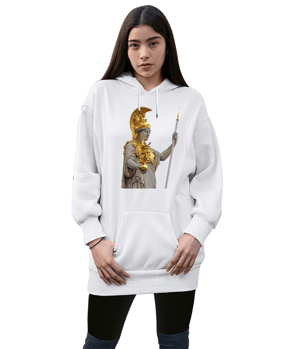 Tisho - pallas athena - onearttasarım Kadın Uzun Hoodie Kapüşonlu Sweatshirt